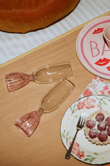 2 Sparkling on Holiday Champagne Flutes Pink