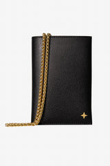 Citybreak Leather Passport Cover Nightfall Black with Wheat Chain