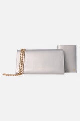 Leather Travel Wallet Set - Silver