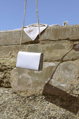 Leather Travel Wallet with Curb Chain Faraway Silver