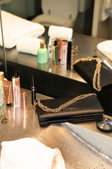 Leather Travel Wallet with Curb Chain - Nightfall Black