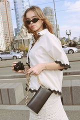 Leather Travel Wallet with Chunky Chain - Nightfall Black