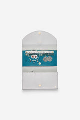 Leather Travel Wallet Set - Silver