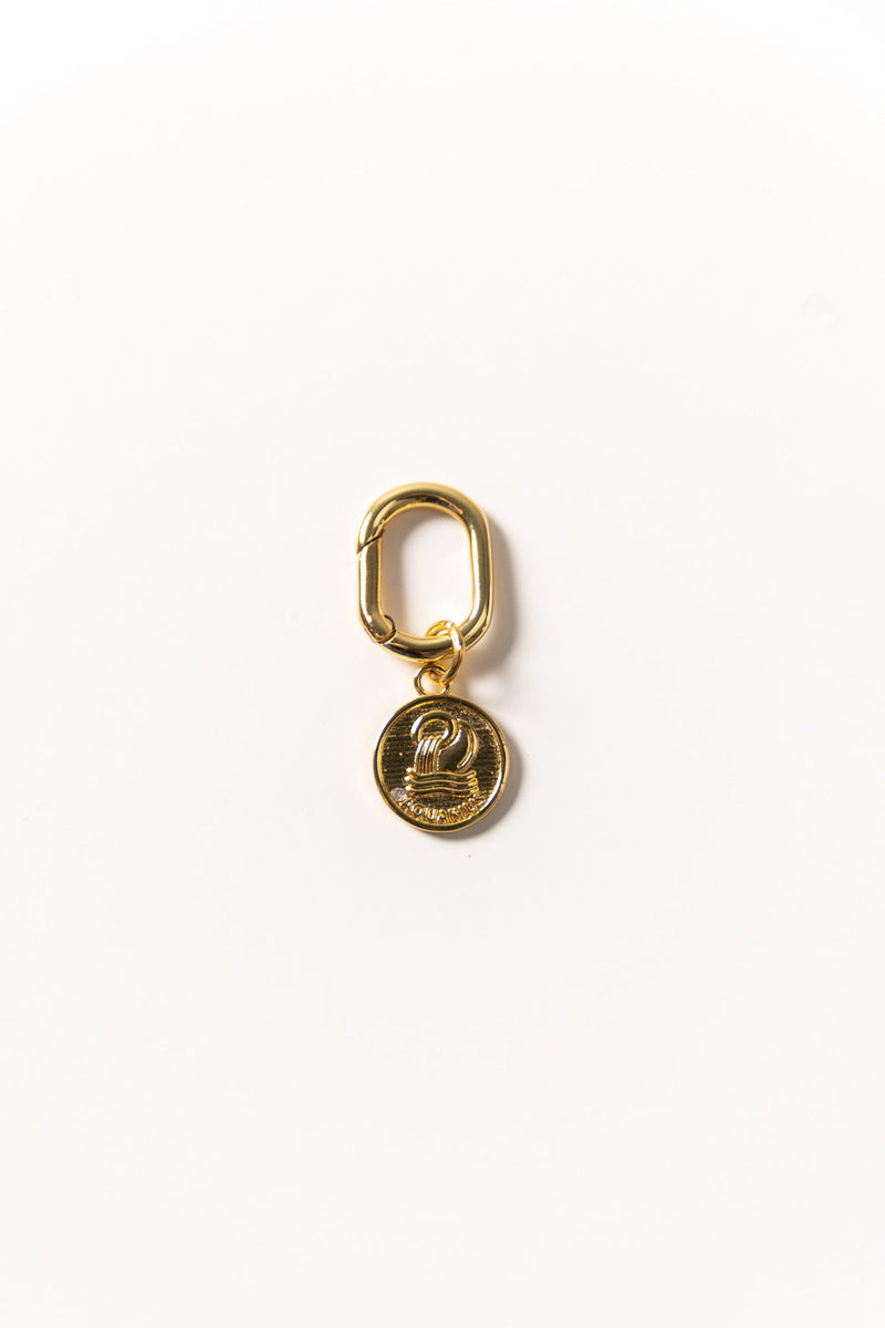 Gold Zodiac Bag Charm Aquarius