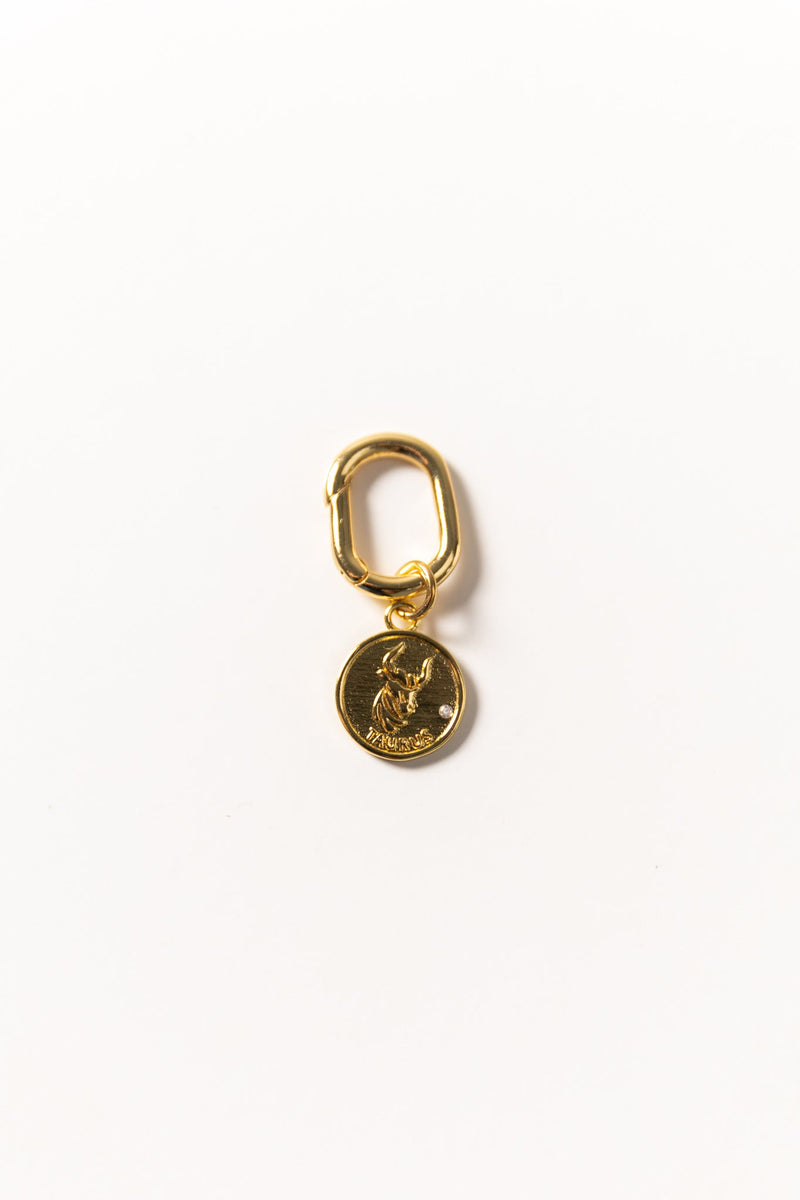 Gold Zodiac Bag Charm Taurus