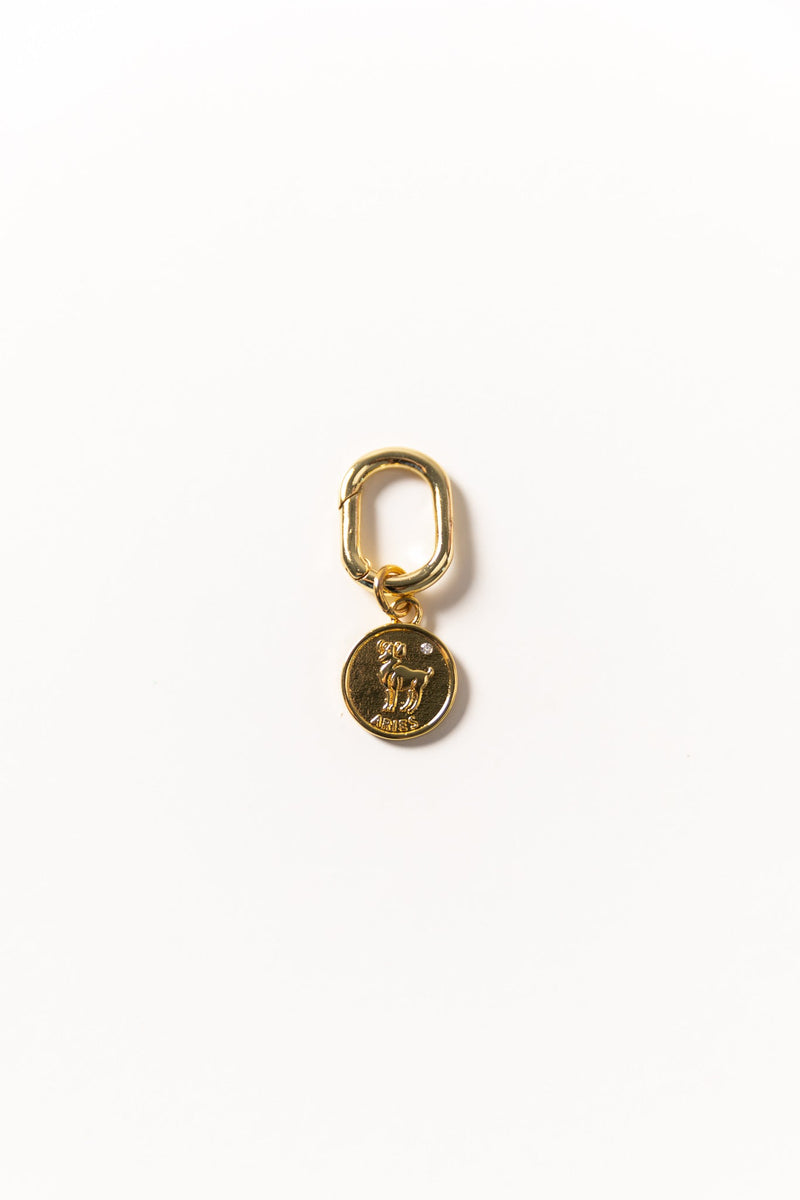 Gold Zodiac Bag Charm Aries