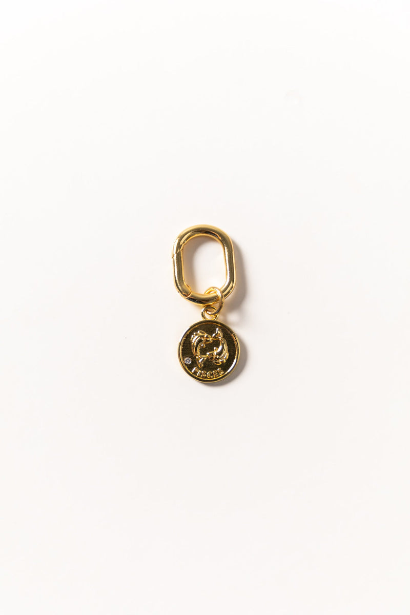 Gold Zodiac Bag Charm Pisces