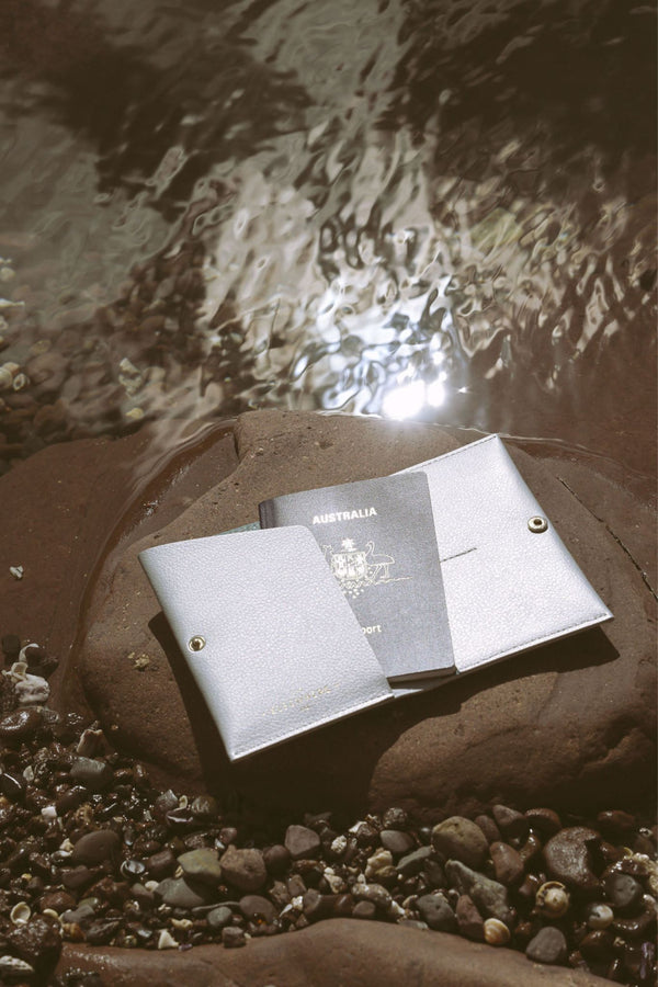 Leather Passport Cover - Faraway Silver