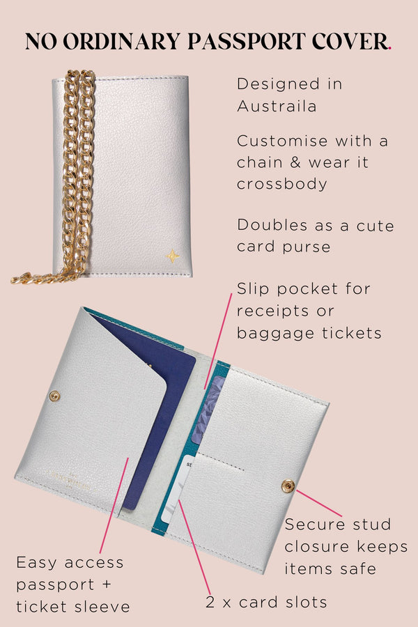 Leather Passport Cover Set - Faraway Silver