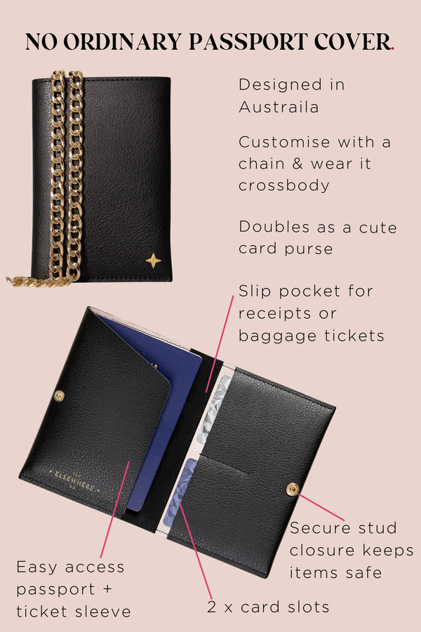 Leather Passport Cover Set - Nightfall Black