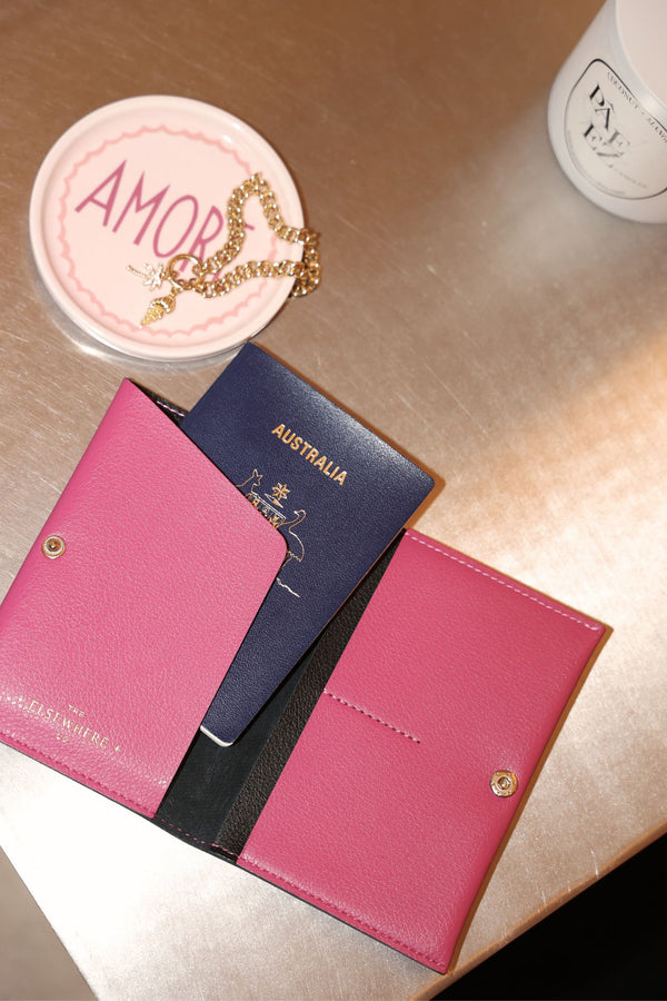 Leather Passport Cover - Paradise Pink