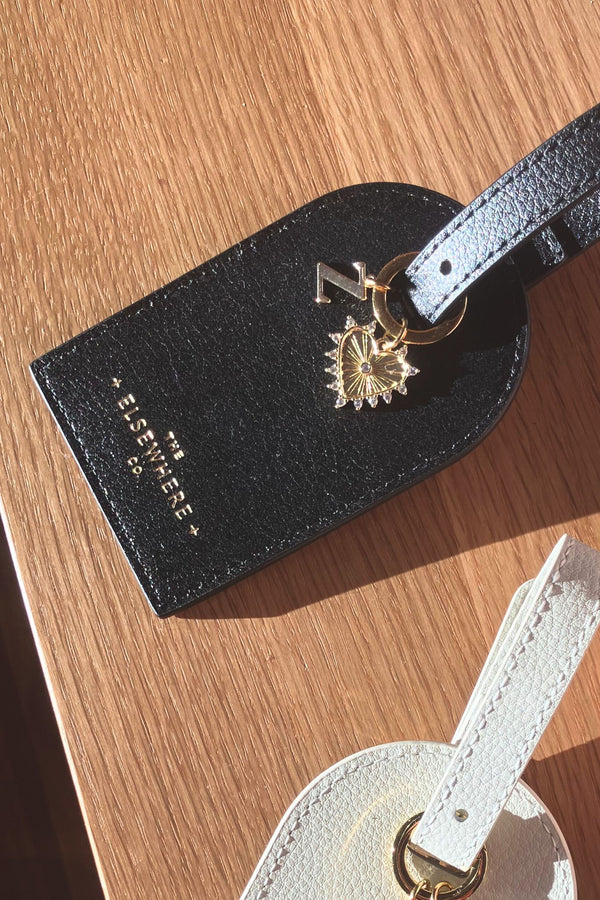 Personalised Leather Luggage Tag Black