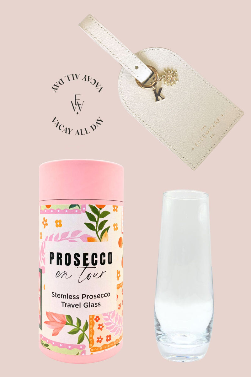 Prosecco Travel Glass & Luggage Tag Gift Set