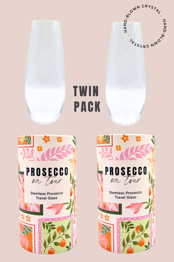 Stemless Crystal Prosecco Travel Glass - Twin Pack