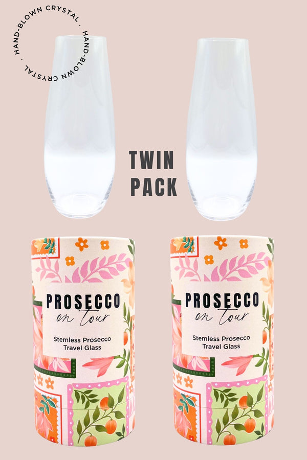 Stemless Crystal Prosecco Travel Glass - Twin Pack