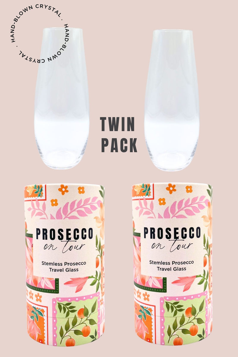 Stemless Crystal Prosecco Travel Glass - Twin Pack