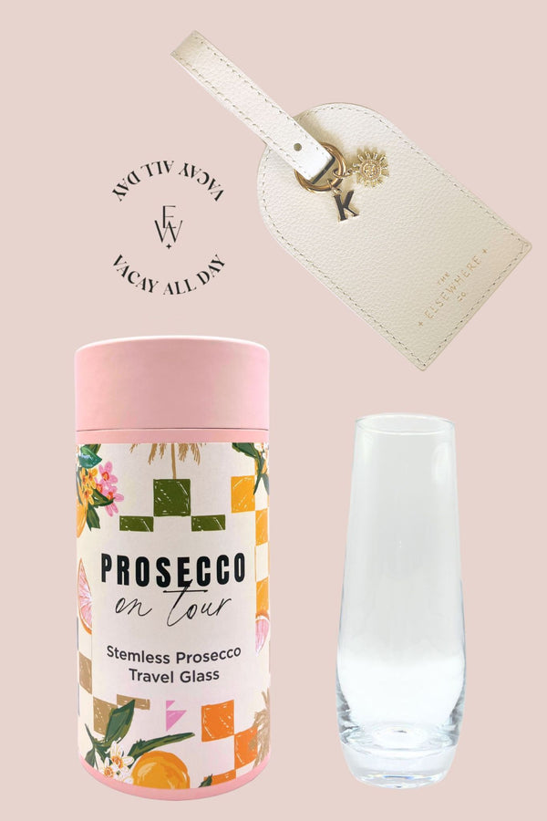 Prosecco Travel Glass & Luggage Tag Set