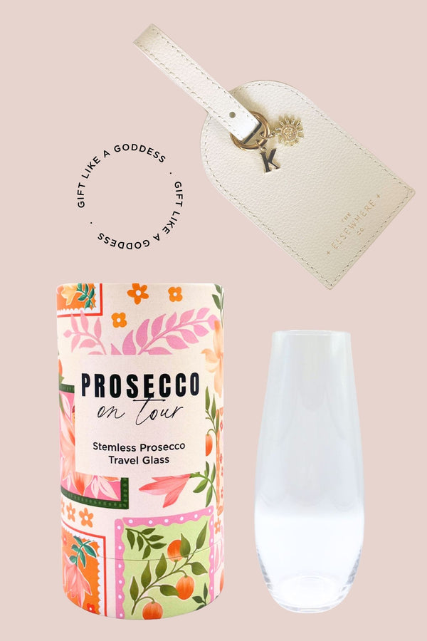 Prosecco Travel Glass & Luggage Tag Gift Set