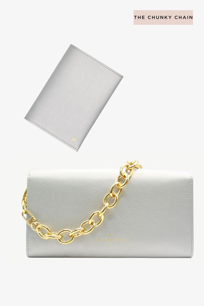 Travel Wallet & Passport Cover on Chain Silver