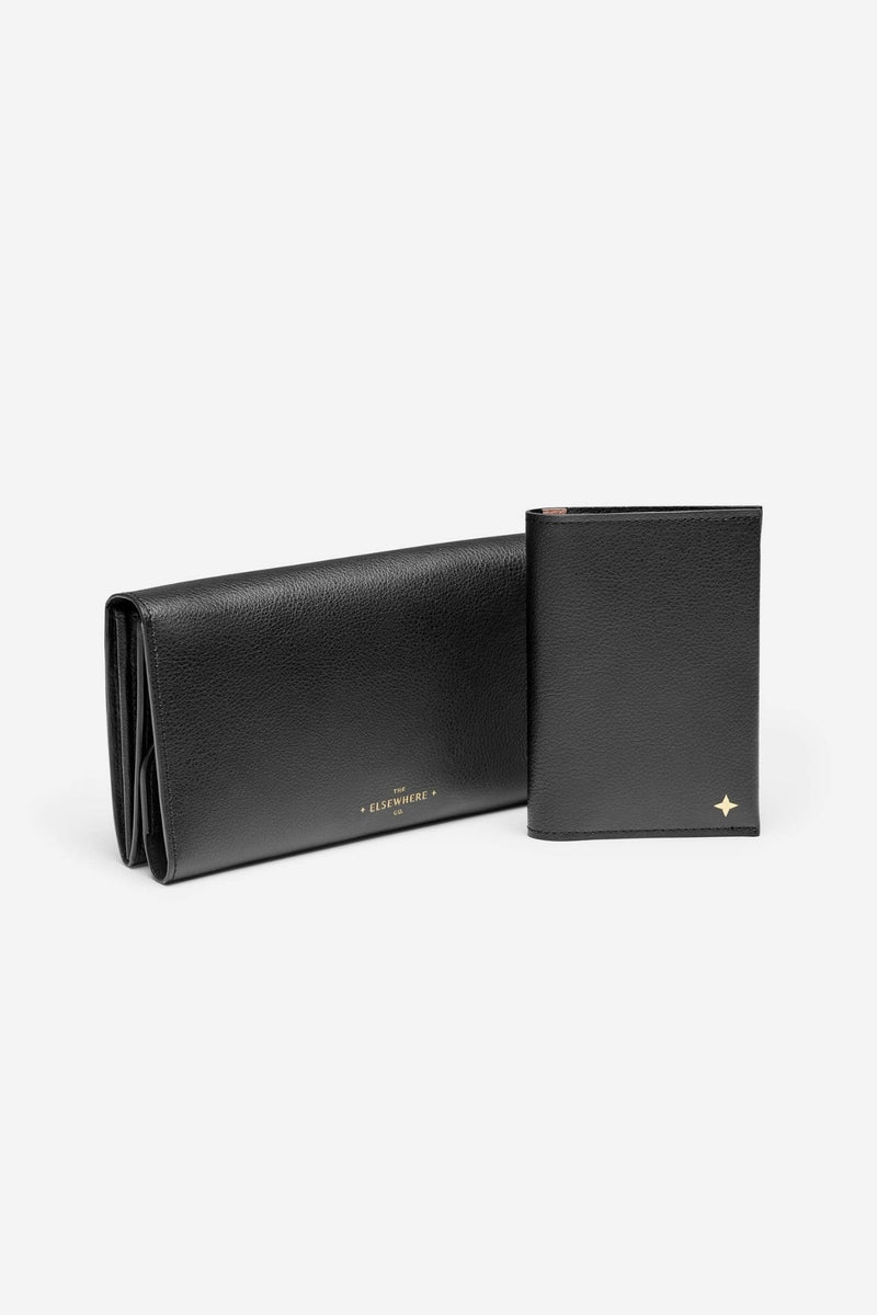Leather Travel Wallet Gift Set Nightfall Black