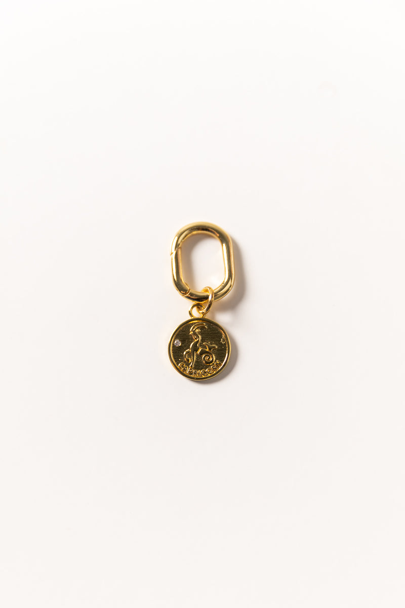 Gold Zodiac Bag Charm Capricorn