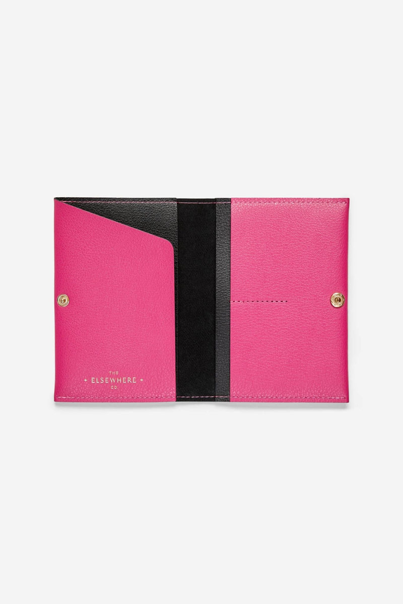 The Elsewhere Co Leather Passport Cover and Card Wallet Pink