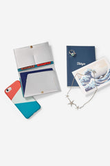 Leather Travel Wallet Set - Silver