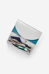Leather Travel Wallet Set - Silver